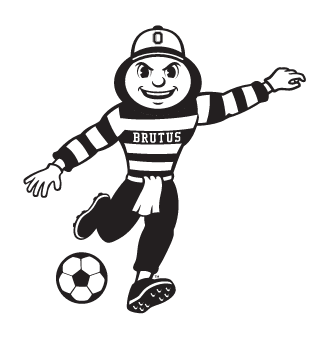 Brutus Buckeye, soccer, black and white variant