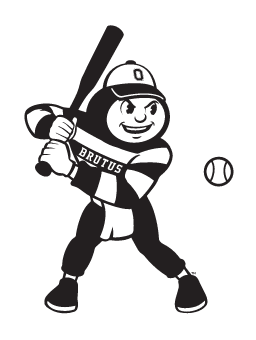 Brutus Buckeye, softball, black and white variant