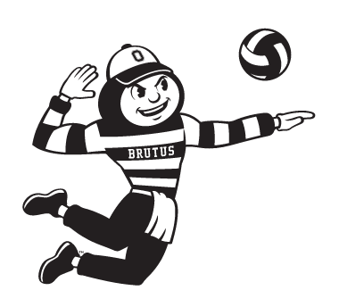 Brutus Buckeye, volleyball, black and white variant