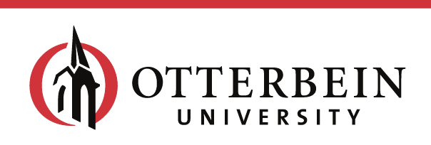 Otterbein University logo, black and red horizontal variant, cell 13