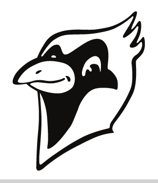 Otterbein Cardinals mascot head, black and white variant, cell 34