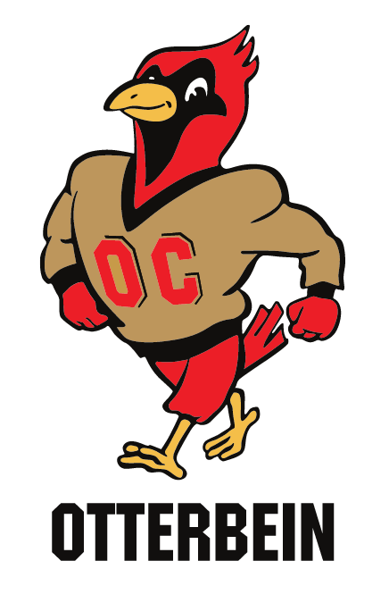 Otterbein Cardinals mascot with wordmark, full color variant, cell 36