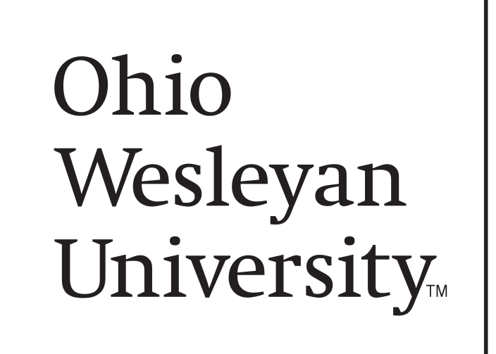 Ohio Wesleyan University wordmark, stacked, black variant, cell 7