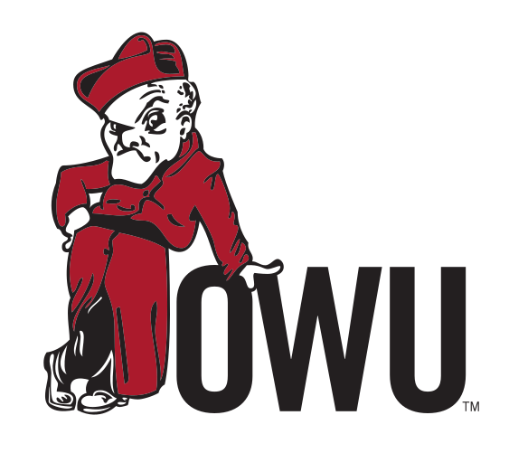 Bishop mascot with OWU lettermark, full color variant, cell 11
