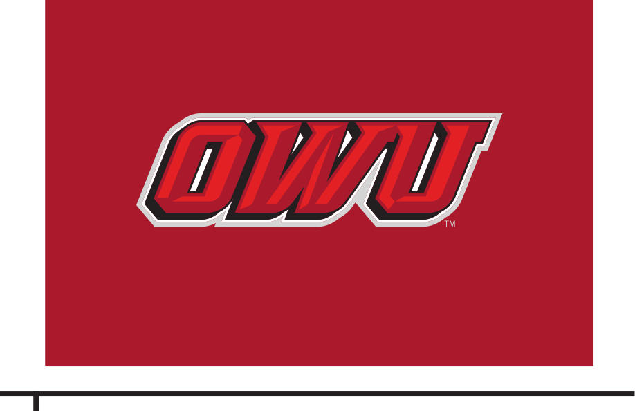OWU lettermark, full color on red variant, cell 20