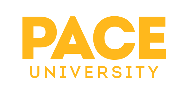 Pace University wordmark, stacked, gold/gold, light university variant, cell 2