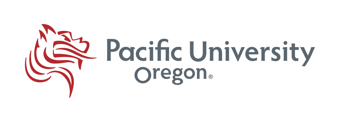 Pacific University Oregon horizontal logo, primary color variant, cell 3