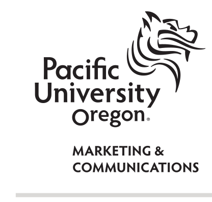 Pacific University Oregon logo, Marketing & Communications variant, cell 126