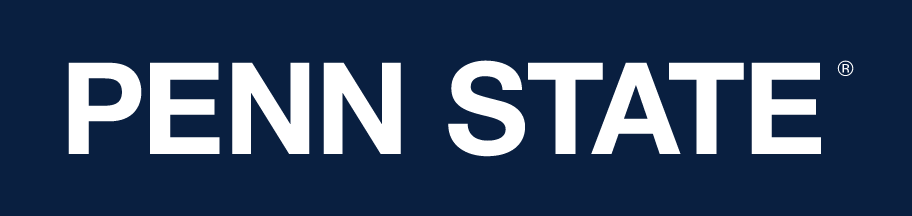 PENN STATE wordmark, white on navy background variant, cell 12