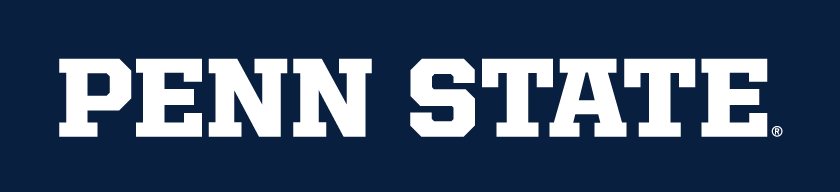 PENN STATE wordmark, white on navy background variant, cell 17