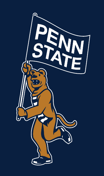 Nittany Lion mascot with pennant, full body, color variant, cell 59
