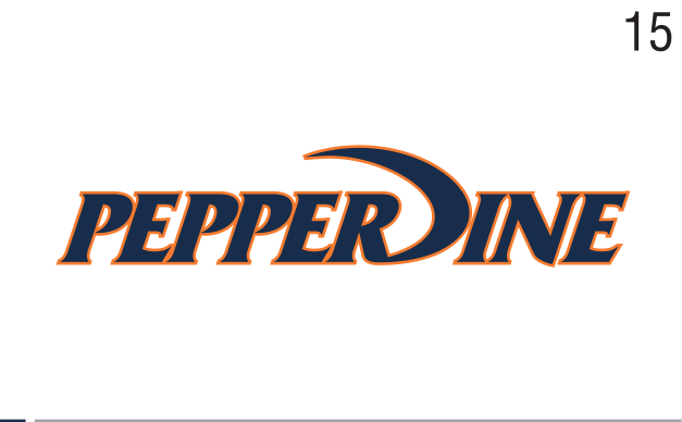 PEPPERDINE wordmark, navy/orange on white background variant, cell 15