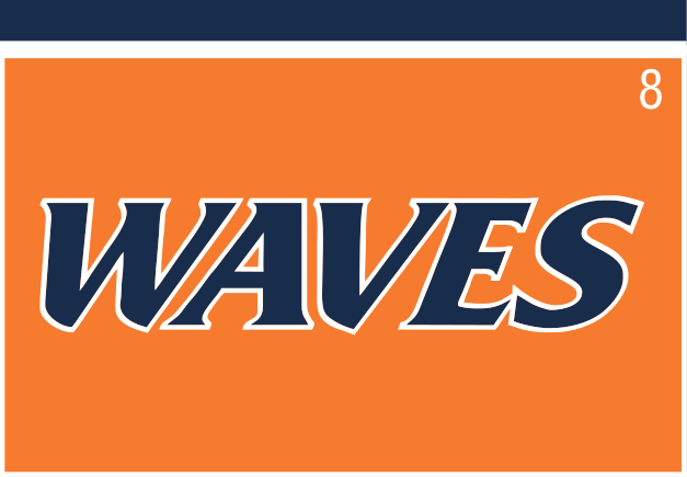 WAVES wordmark, orange background variant, cell 8