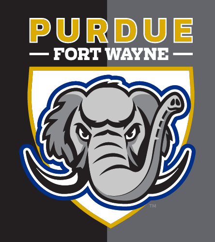 Purdue Fort Wayne Mastodon logo, full color on dark background variant, cell 2