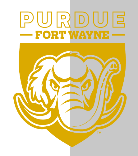 Purdue Fort Wayne Mastodon logo, gold and white variant, cell 3