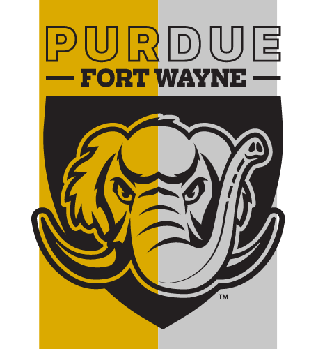 Purdue Fort Wayne Mastodon logo, black and white variant, cell 5