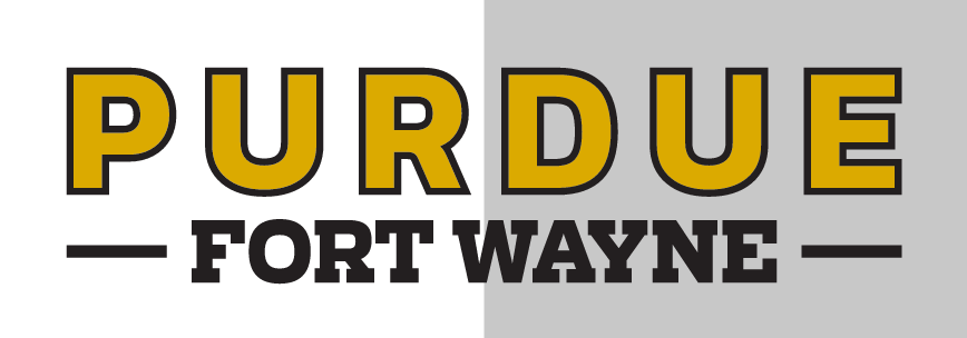 Purdue Fort Wayne wordmark, gold and black variant, cell 15
