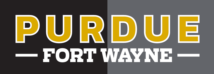 Purdue Fort Wayne wordmark, gold and white variant, cell 16
