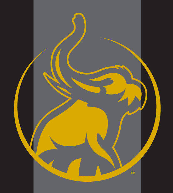 mastodon head inside circle, gold outline variant, cell 37