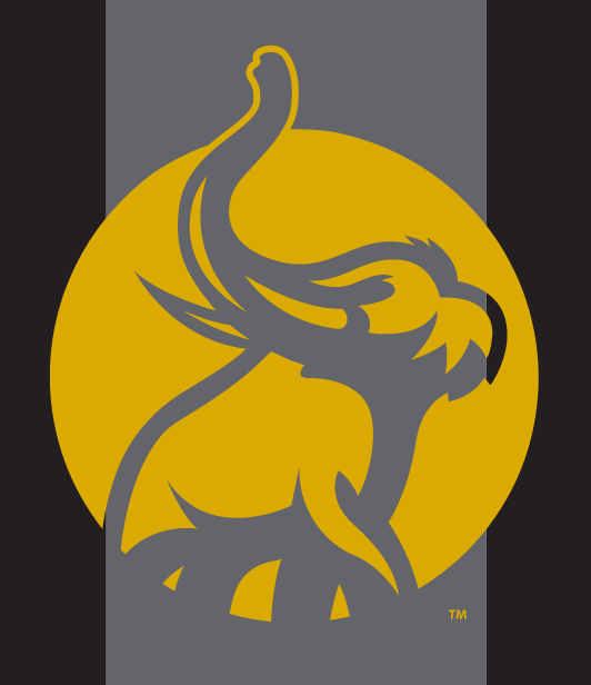 mastodon head inside circle, gold and gray variant, cell 38