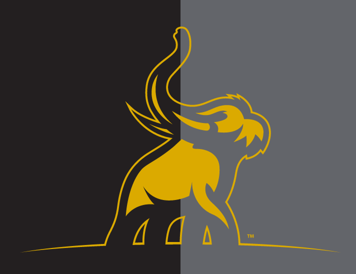 mastodon head with line, gold and gray variant, cell 43