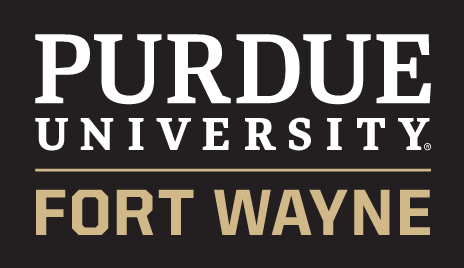 Purdue University Fort Wayne, vertical, gold/white on black variant, cell 60