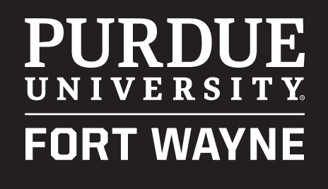 Purdue University Fort Wayne, vertical, white on black variant, cell 64