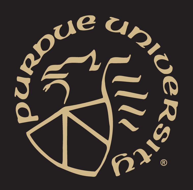 Purdue University Fort Wayne Seal, gold outline on black background variant, cell 74