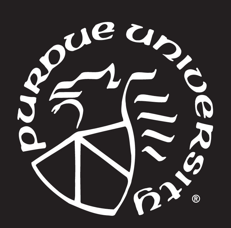 Purdue University Fort Wayne Seal, white outline on black background variant, cell 76