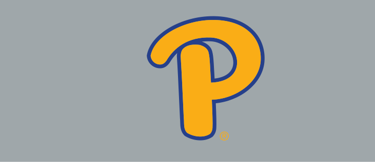 Script P, gold with blue outline on light grey variant, cell 23