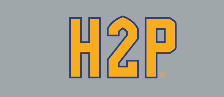 H2P, gold with blue outline on light grey, registered variant, cell 41