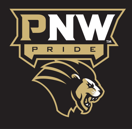 PNW Pride logo with lion head, full color on black variant, cell 17