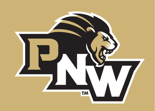 PNW lettermark with lion head, full color on gold variant, cell 24