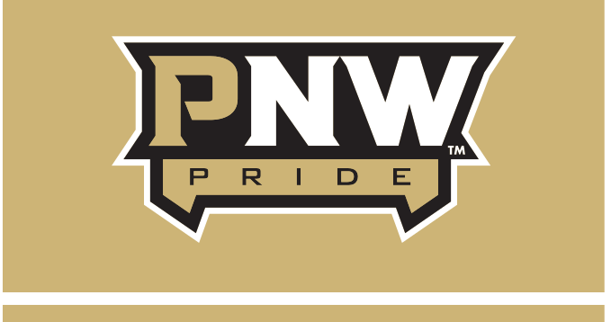 PNW Pride wordmark, color on gold variant, cell 45