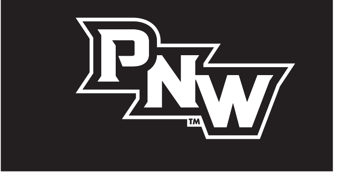 PNW lettermark, white on black variant, cell 57