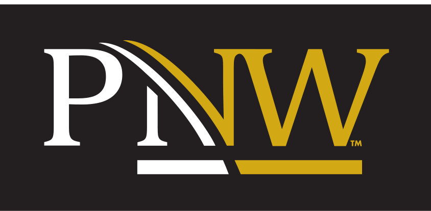 PNW lettermark, color on black variant, cell 68