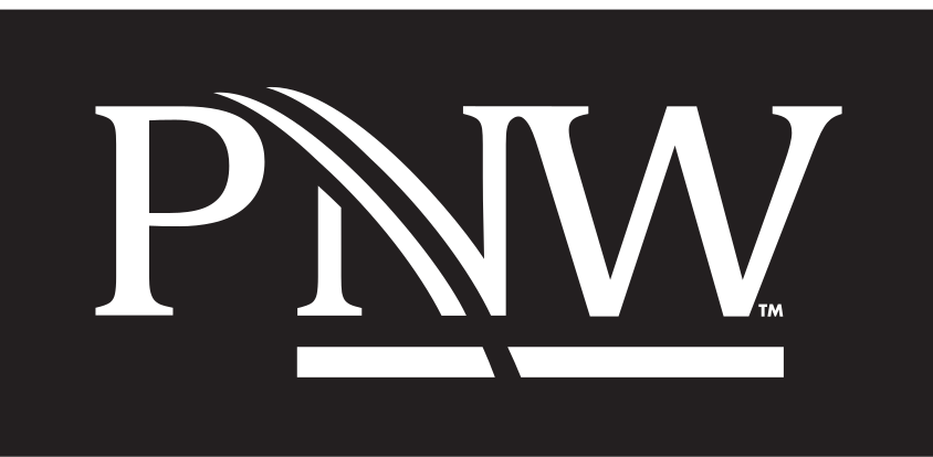 PNW lettermark, white on black variant, cell 70