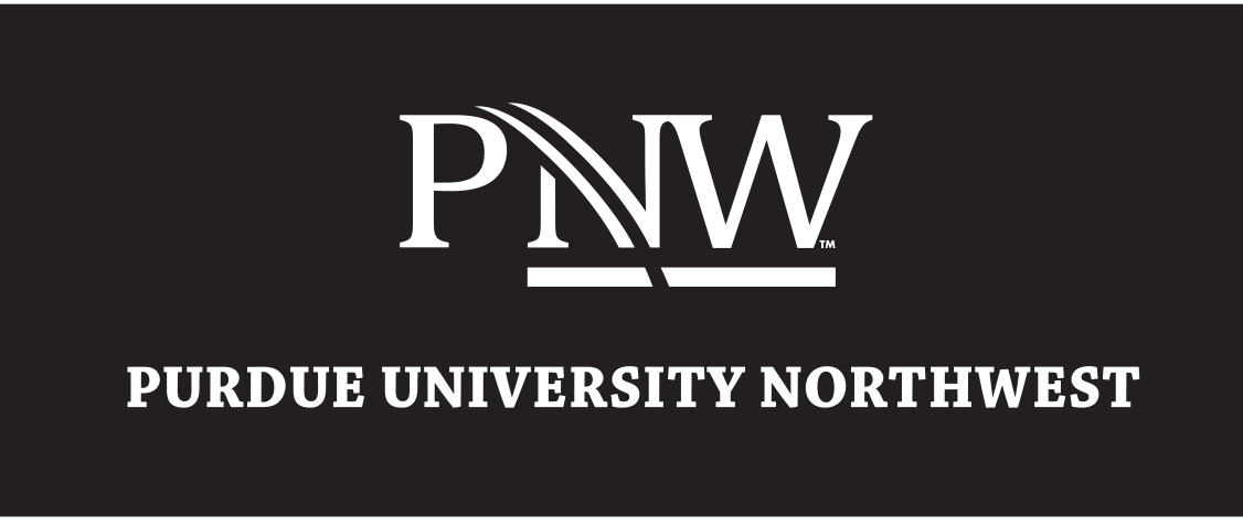 PNW logo with stacked wordmark, white on black variant, cell 62