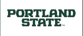 PORTLAND STATE wordmark, white on black variant, cell 13
