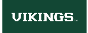 VIKINGS wordmark, white on green variant, cell 17