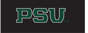 PSU wordmark, outline green on black variant, cell 25