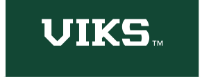 VIKS wordmark, white on green variant, cell 27