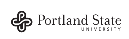 Portland State University horizontal mark, black on white variant, cell 38