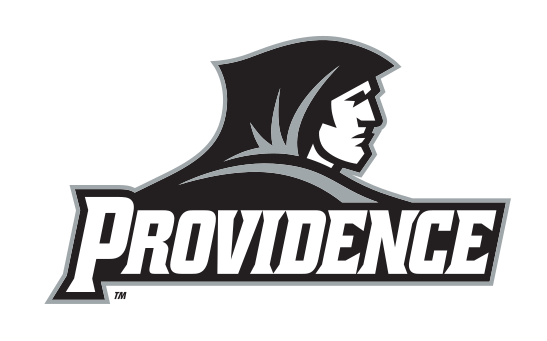 Friar head mascot with Providence wordmark, black/white variant, cell 4