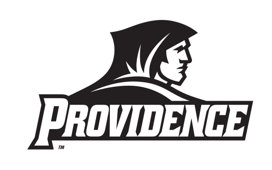 Friar head mascot with Providence wordmark, black/white/silver variant, cell 6