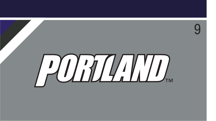 PORTLAND wordmark, white with black outline on grey variant, cell 9
