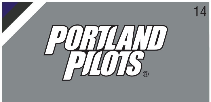 PORTLAND PILOTS wordmark, white with black outline on grey variant, cell 14