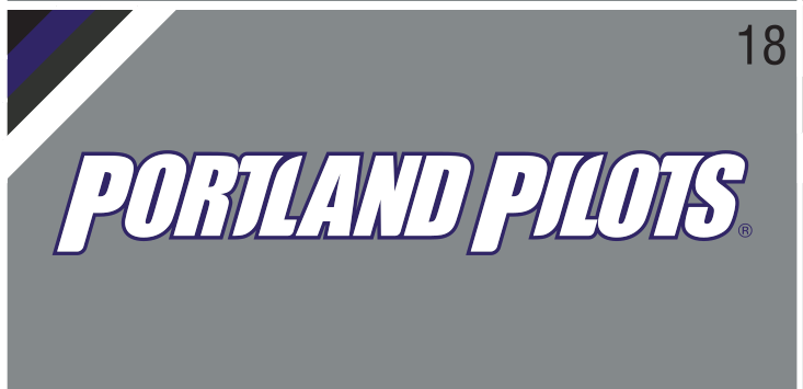 PORTLAND PILOTS wordmark, italic white with purple outline on grey variant, cell 18