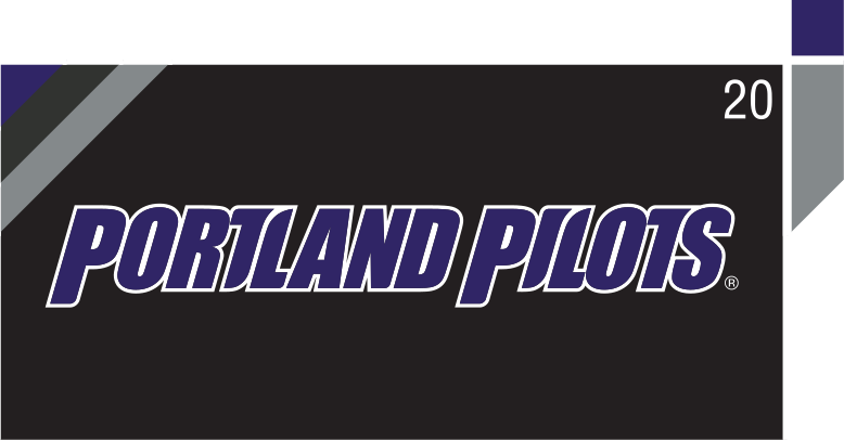 PORTLAND PILOTS wordmark, italic white with purple outline on dark grey variant, cell 20