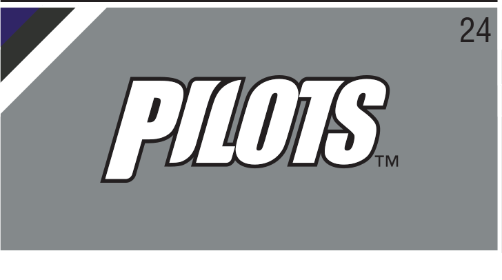 PILOTS wordmark, italic white with black outline on grey variant, cell 24